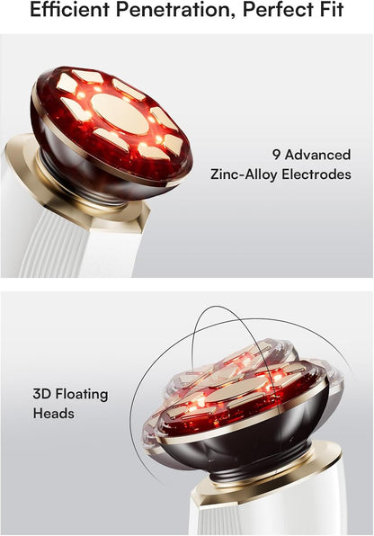 INIA 3-in-1 Red Light Therapy for Face and Neck, Skin Tightening Device True Beauty Glow Facial Massager for Skin Care, Effective Wrinkle Reduction Anti-Aging with Lifting, Tightening, Infusing