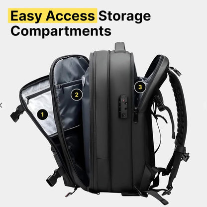 Xifyjus Vacuum Backpack Travel Bag, 36-55L Business Outdoor Expandable Compression Backpack with Pump, Upgrated Water Resistant Traveling Backpack, Separation of Dry And Wet Liquid (Dark Gray)