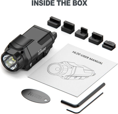 Feyachi HL-20 Pistol Light 1500 Lumen Upgrade LED Weapon Light Compact Rail Mounted Handgun Tactical Flashlight Rail Locating Keys for Picatinny