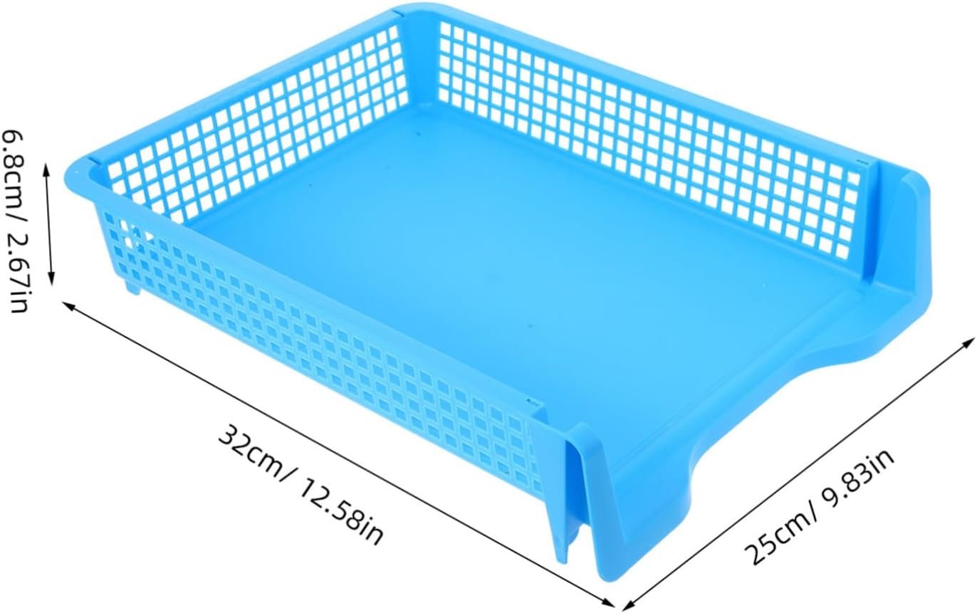 SEWACC 3pcs Stackable Plastic File Trays for Desk Elegant Paper Organizer for Classroom Office Use and Easy to Maintain Minimalist Design for Efficient Workspace Organization