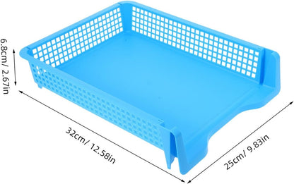 SEWACC 3pcs Stackable Plastic File Trays for Desk Elegant Paper Organizer for Classroom Office Use and Easy to Maintain Minimalist Design for Efficient Workspace Organization
