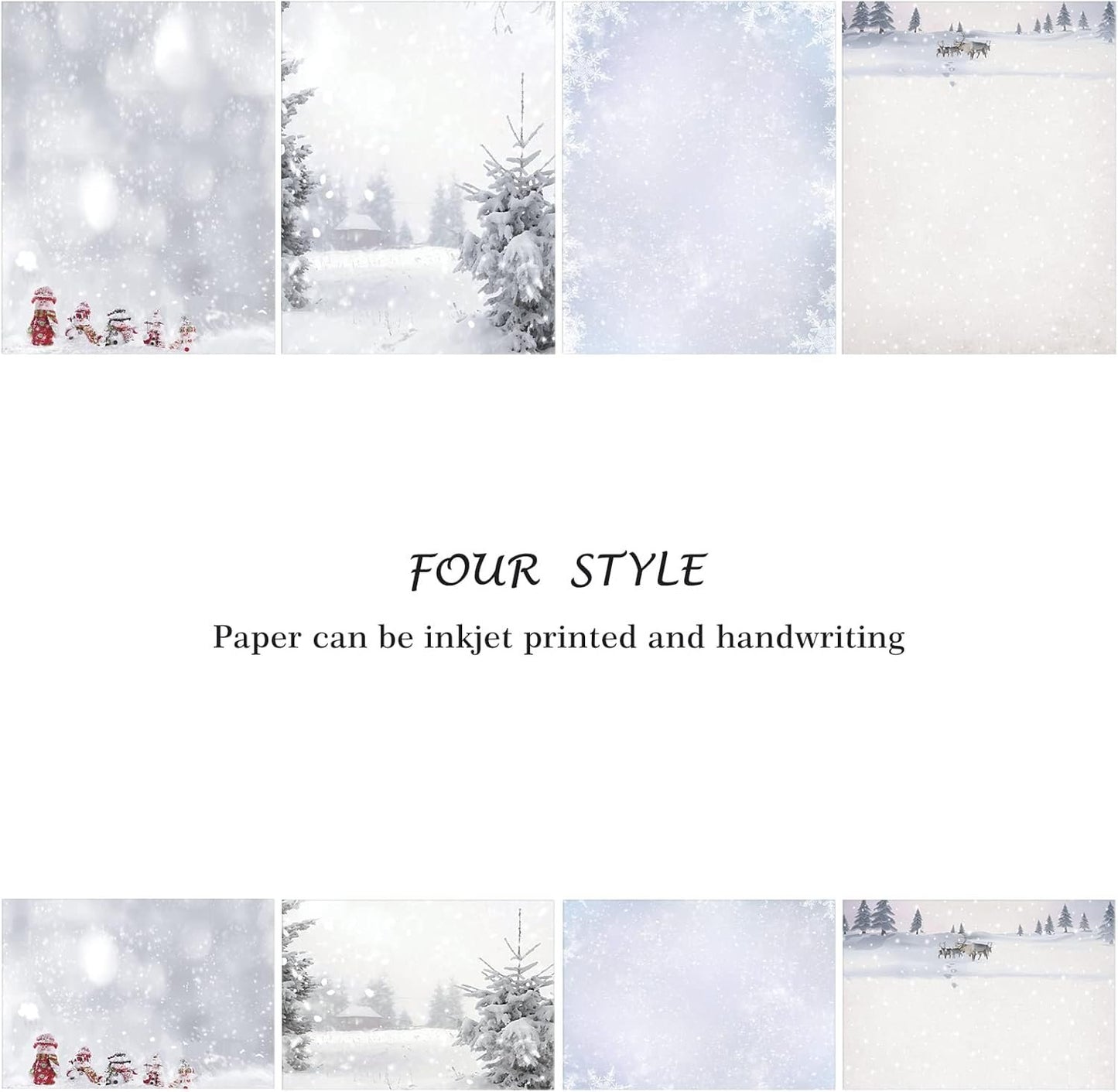40 Pcs Winter Stationery Paper and Envelopes Set Christmas Stationery Paper Set 8.5 x 11 Inches, 20 Letter Writing Print Paper and 20 Vintage Envelopes