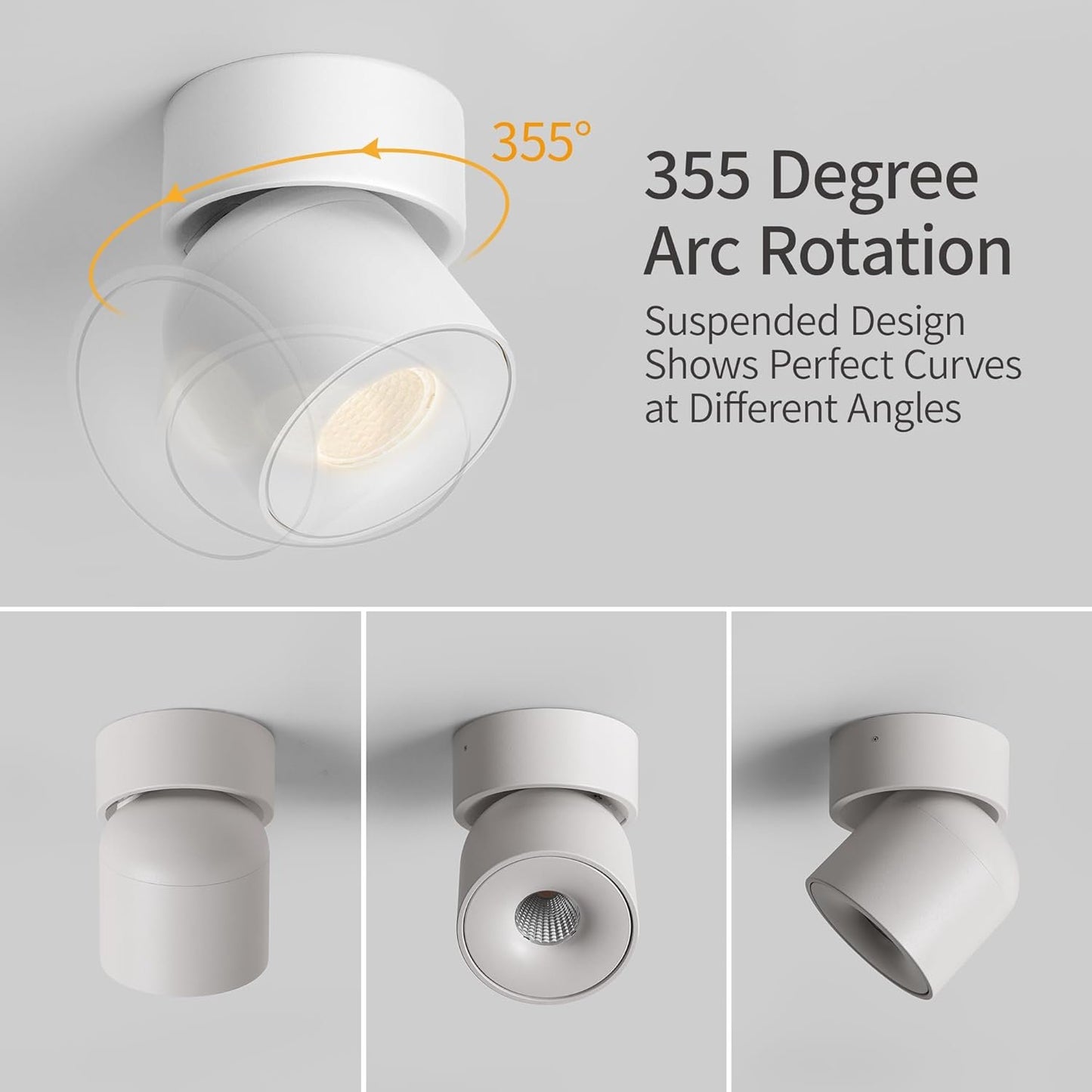 Aisilan LED Ceiling Spot Lights Indoor Dimmable 2 Pack - Upgrade Your Living Room or Bedroom with Adjustable Modern Wall Spot Light, 9W White Directional Accent Light, Warm White CRI 97
