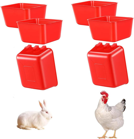 TJHypenete 6PCS Bird Cage Cups, Chicken Feeder Water Cups, Plastic Bird Coop Trough, Chicken Coop Hanging Feeding Cup, Wire Cage Supplies, Small Animal Feeder Bowl for Gamefowl Parrot Parakeet Poultry