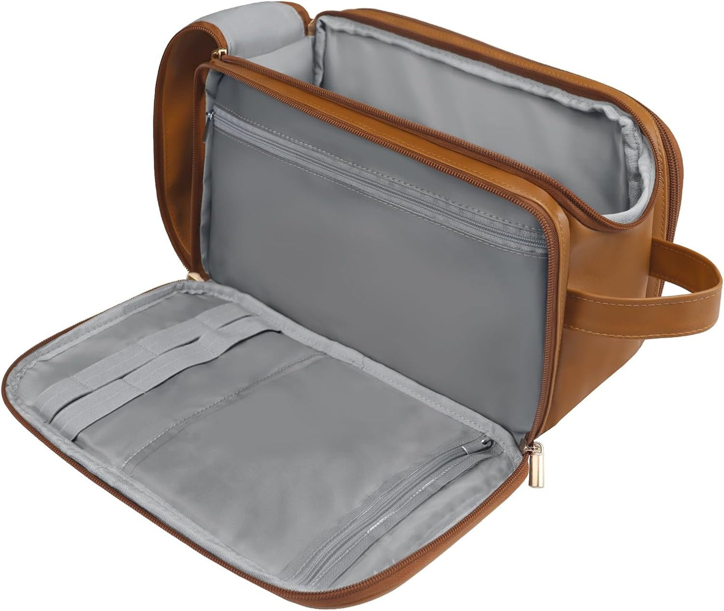 Gloppie Travel Size Toiletries Bag Large Capacity Toiletry Bag Toiletry Kit Hanging Travel Toiletry Organizer, Brown, Business, Travel, Leisure
