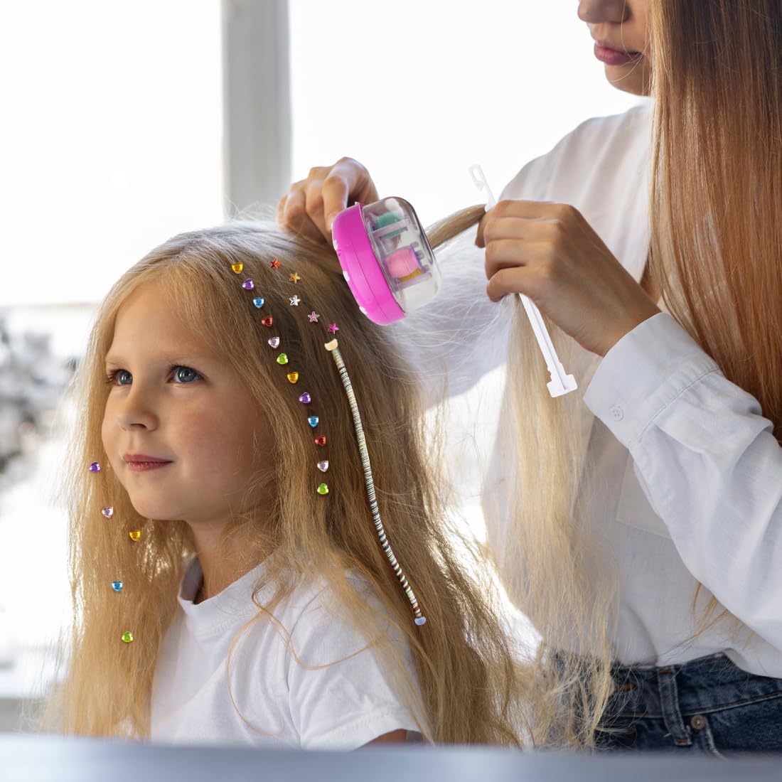 Philoctes Bedazzler 60 Gemstones Hair Stamps Kit, Glam Bling Styling Styling Tool, Gemstones Styler for Hair for Girls and Kids Sparkle