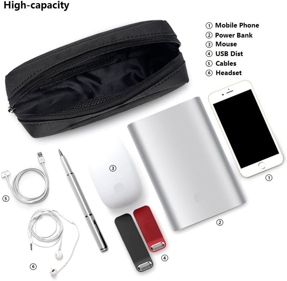ERCRYSTO Universal Electronics/Accessories Soft Carrying Case Bag, Durable & Light-Weight,Suitable for Out-Going, Business, Travel and Cosmetics Kit (Small-Black)