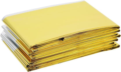 5PCS Outdoor Emergency Shelter Blanket Outdoor Reusable Emergency Blanket Survival Portable Tent for Outdoors, Hiking (Gold)