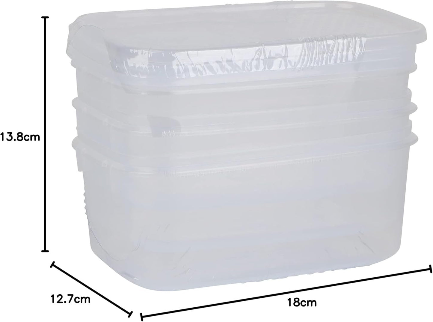 DÃ©cor 002457-006 Oblong Tell Fresh Food Storage Container, 1L, Pack of 3, Clear