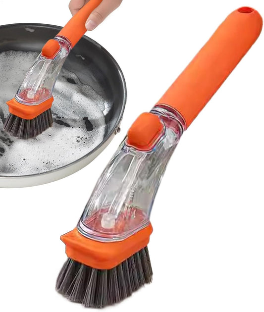 Soap Dispensing Dish Brush, Dish Scrubber Brush, Kitchen Scrub Brush, Handheld Soap Dispensing Brush, Dishes Pots Pans Sink Cleaning Brush for Dishes, Efficient Cleaning Tool for Kitchen Essentials