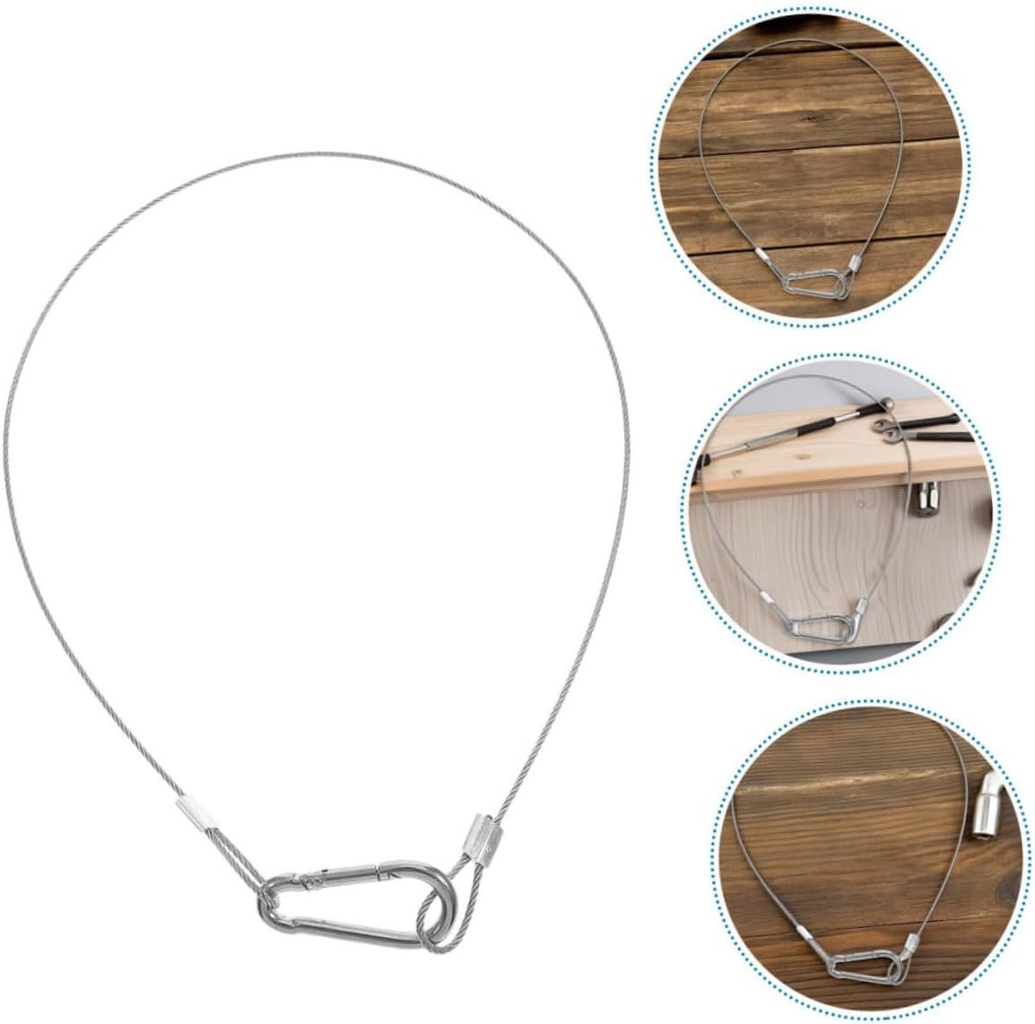 MUCKLILY 4Pcs Heavy Duty Stainless Steel Security Cable Lock Flexible Cable with Loops for Luggage Stage Lights and Plant Lights Thickness