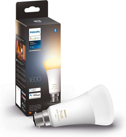 Philips Hue White Ambiance A67 High Brightness 100W 1600 Lumens Smart Bulb with B22 Fitting