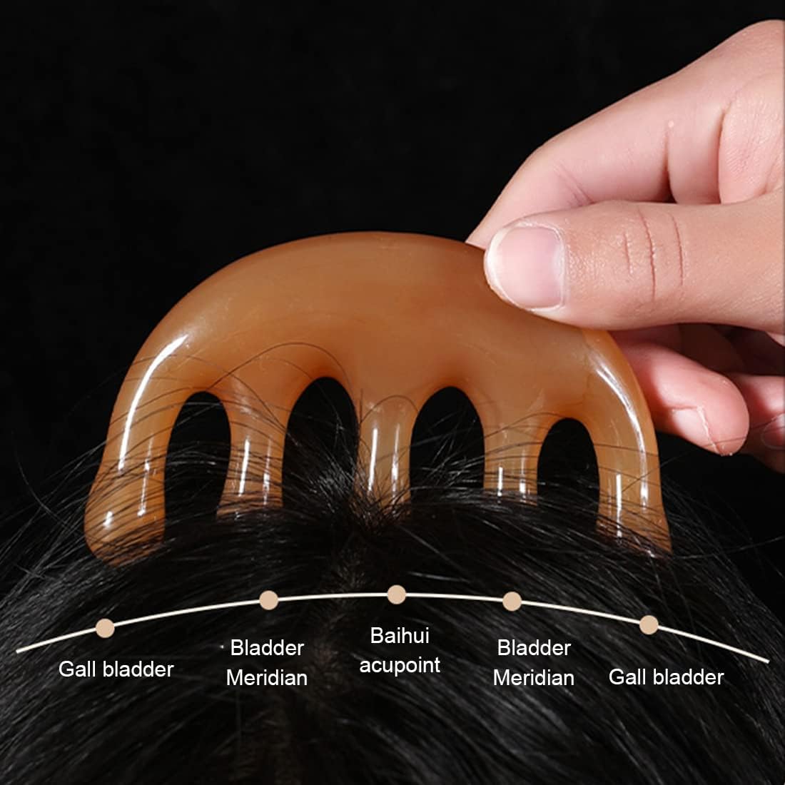 DULSPUE Gua Sha, Face Massager, Hair Comb, Scalp Massager, Scalp Massager, Wide Teeth Comb, Scalp Massage Brush, Beauty Tool Head Gua Sha (Amber)