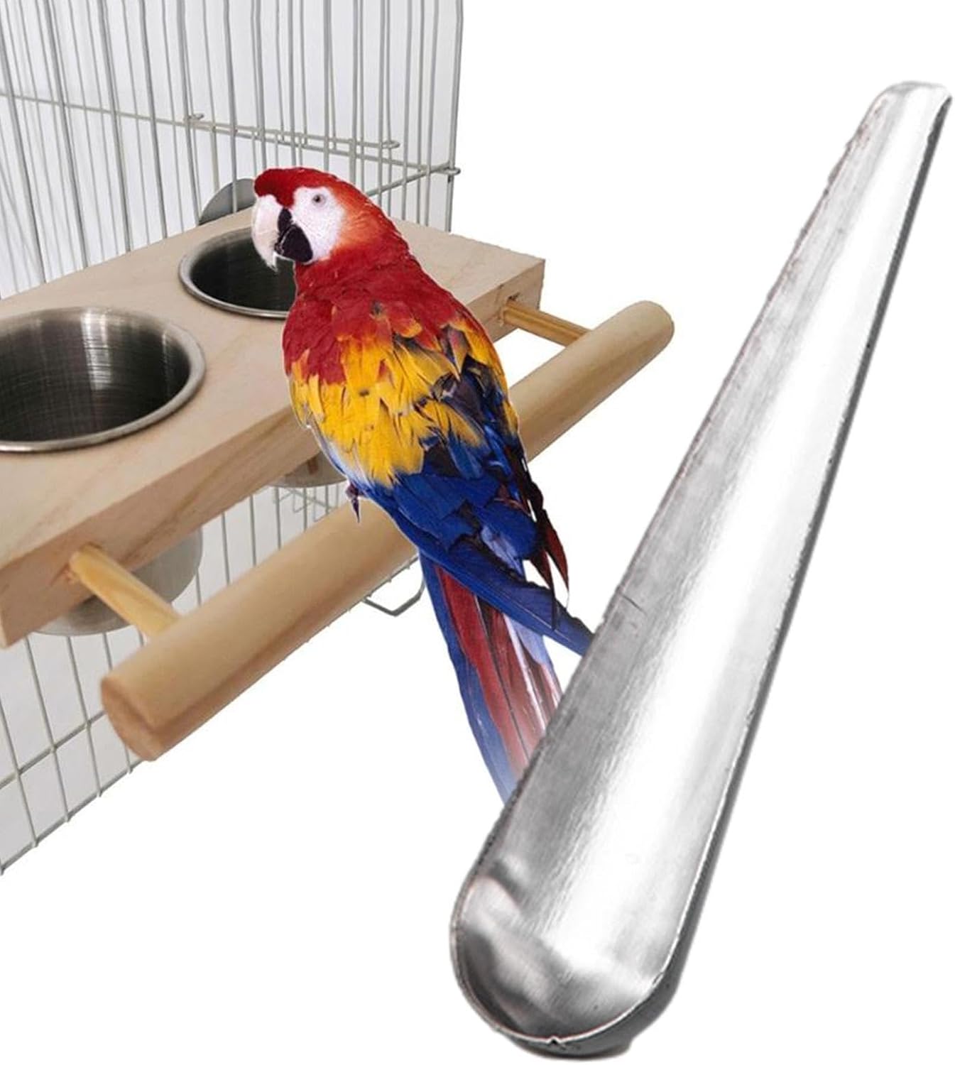 Bird Food Scoop | with Long Handle Hand Food Adding Feeding Tableware Spoon,Bird Parrot Feeder Spoon Stainless, Parrot Feeding Scoops, Birds Feeding and Watering Supplies Pochy