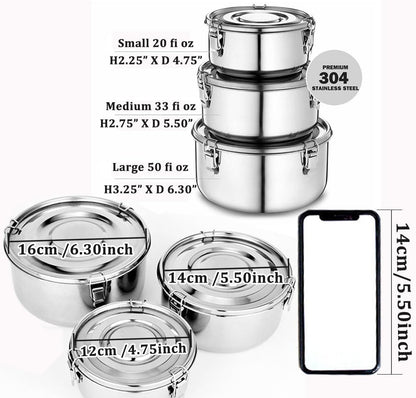 Allprettyall Premium Stainless Steel Food Storage Containers 304 Grade The Original Leak-Proof, Airtight, Smell-Proof - Perfect For Camping Trips, Lunches, Leftovers, Soups, Salads