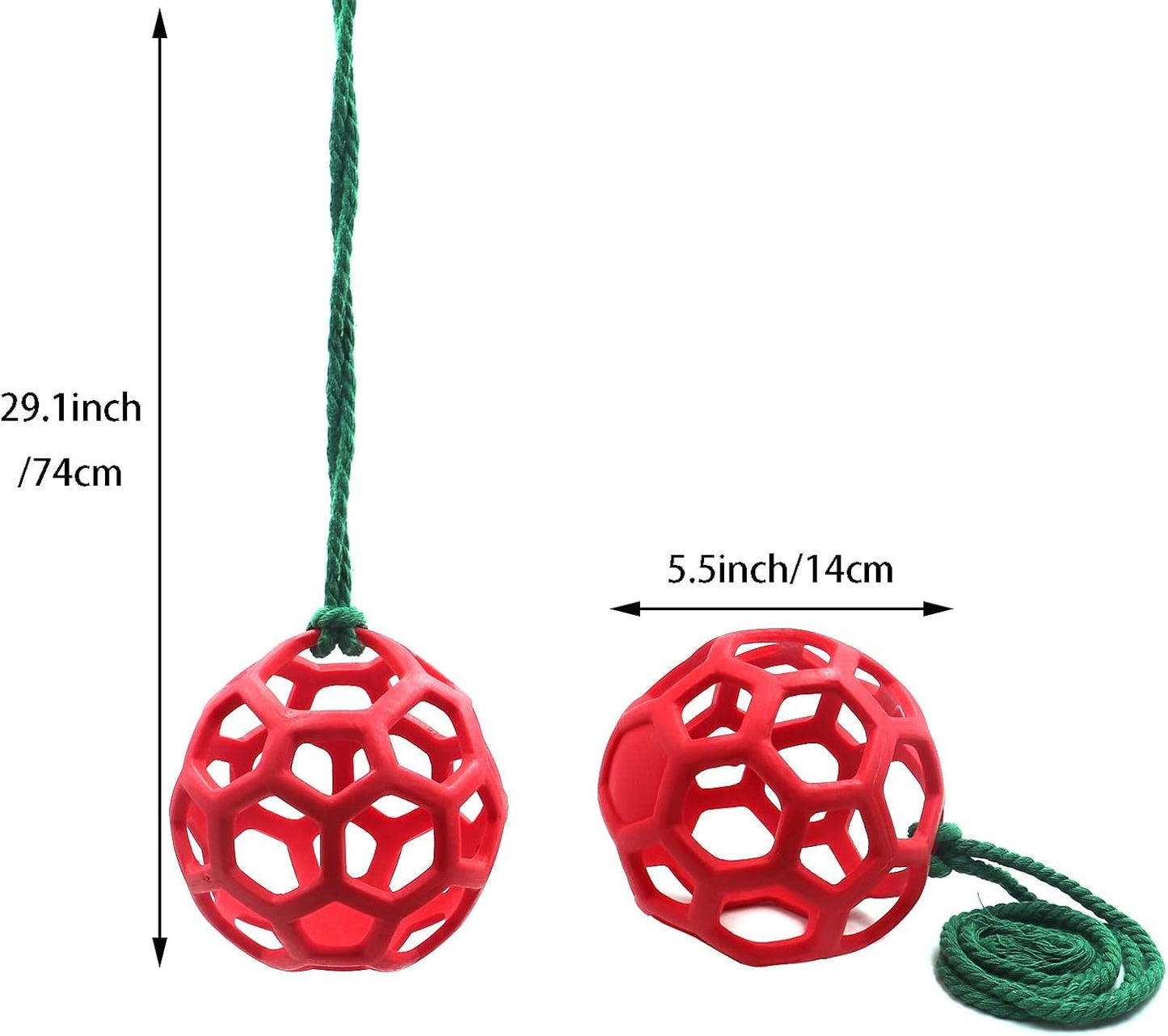 Besimple 2 Pack Horse Treat Ball Hay Feeder Toy, Goat Feeder Ball Hanging Feeding Toy for Horse Goat Sheep Relieve Stress(Red)