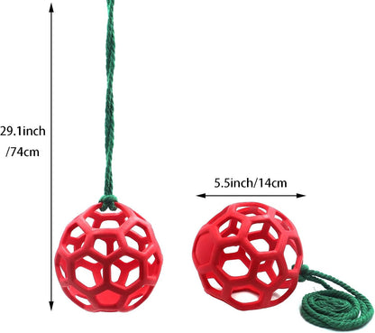 Besimple 2 Pack Horse Treat Ball Hay Feeder Toy, Goat Feeder Ball Hanging Feeding Toy for Horse Goat Sheep Relieve Stress(Red)