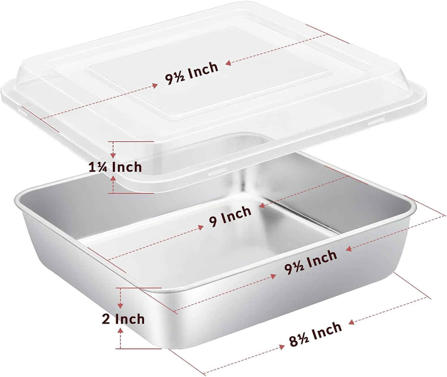 E-far 9-Inch Square Cake Pan with Lid