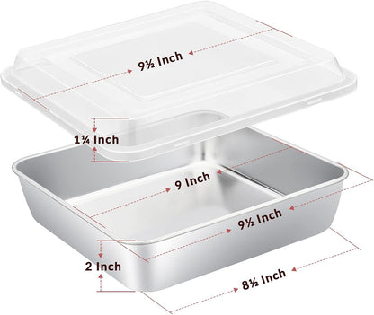 E-far 9-Inch Square Cake Pan with Lid
