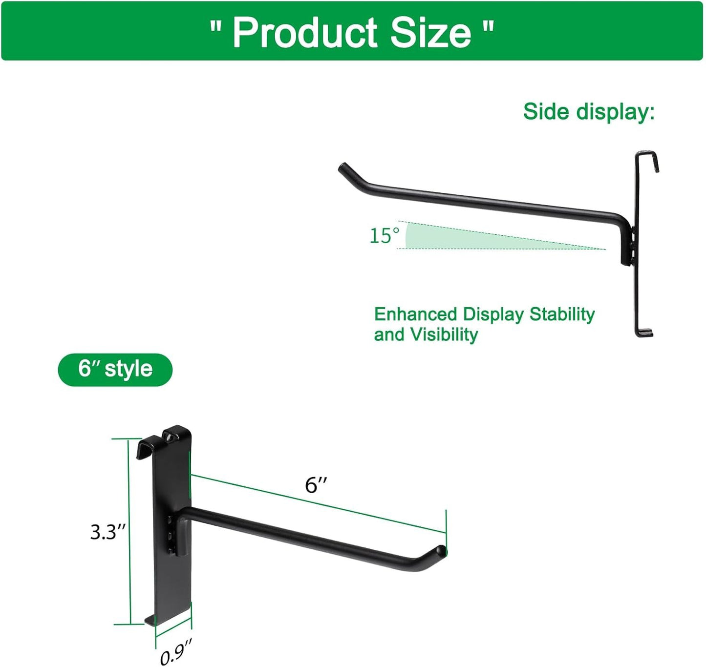 PYBTOOL 6 Inch Gridwall Hooks, Grid Panel Hanging Hooks for Retail, Home, and Workspace Organization, Displays, and Storage Solutions(40Pack,Black)…
