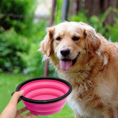 Dog Bowl Pet Collapsible Bowls, 2 Pack Collapsible Dog Water Bowls for Cats Dogs, Portable Pet Feeding Watering Dish for Walking Parking Traveling with 2 Carabiners (Large, Orange+Pink)