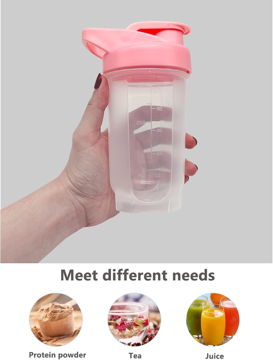 GAISHION Shaker Bottle Protein Shakes Cup and 10-Ounce/300ML Shaker Bottle with Whisk Balls, Protein Shaker Bottle Set,Non-BPA plastic (Blue+Pink(2PCS))