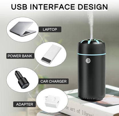 Gonlink Car Humidifier Diffuser - Smart Cool Mist Air Freshener for Essential Oils - USB for Car, Home, Office, Bedroom (Black)