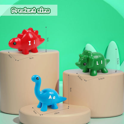 Peeokuo Matching Letters Fine Motor Toy, Double-Sided ABC Dinosaur Alphabet Match Game with Uppercase Lowercase, Preschool Educational Montessori Learning Toys for Toddlers