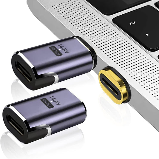 140W Magnetic USB C Adapter, USB C Male to USB C Female 40Gbps Connector for Steam Deck, Switch, MacBook Pro/Air, Laptop, Tablet, Mobile Phone and More Type C Devices