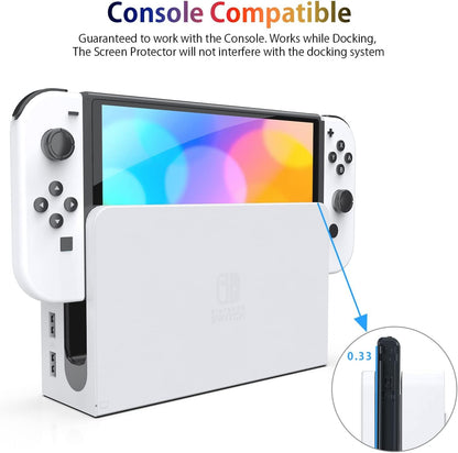 [4 Pack] daydayup Tempered Glass Screen Protector Compatible with Nintendo Switch OLED Model 2021 - with [Alignment Frame] Transparent HD Clear Screen Protector for Nintendo Switch OLED