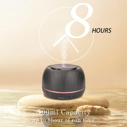 300ml Aroma Essential Oil Diffuser,8 Hours Wood Grain Cool Mist Aromatherapy Diffuser with Remote Control,USB-C Power Cable,Timer, 7 Color Light Changing Air Humidifier for Home,Office