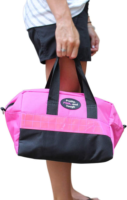 Gears Out Pretty Pink Roadside Kit - Emergency Kit for Teen Girls and Women - Lightweight, Soft-Sided Carry Bag With Jumper Cables, First Aid Kit, and Tools - 5 Year Warranty