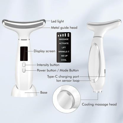 Xkimos Face Massager with Cooling Modes,Ideal Mothers Day Gift,6 Skin Modes Skin Care Tools with 4 Light Sources, Red Light Therapy with EMS Microcurrent, at-Home Anti Cellulite Massager Face Sculpting Tool,Gifts for Mum