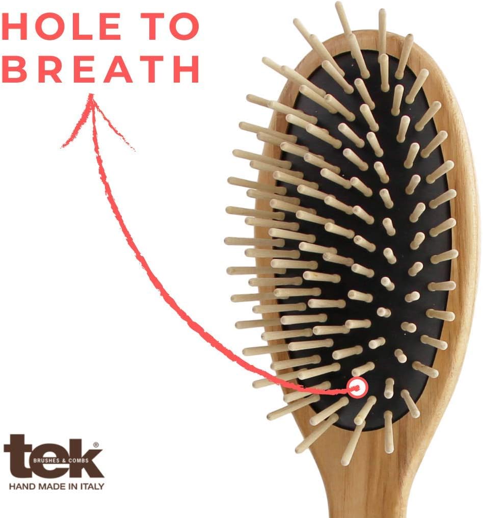 Tek big oval hairbrush in ash wood with short pins