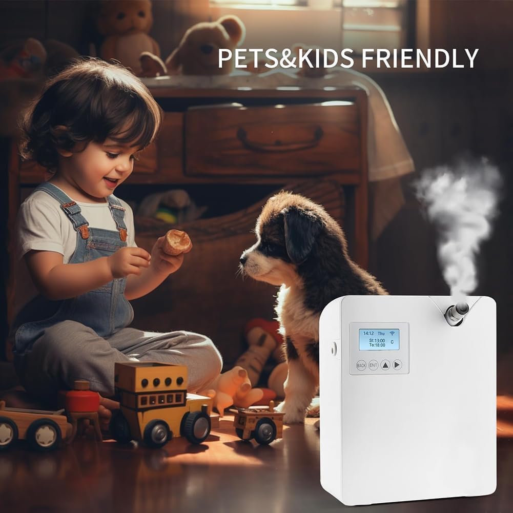 Smart Scent Air Machine, 300ML Aromatherapy Diffuser with Touch Screen & Bluetooths/WiFi Remote App Control, Covering 300-400m³, for Home, Hotel, Office, Bedroom, Spa White