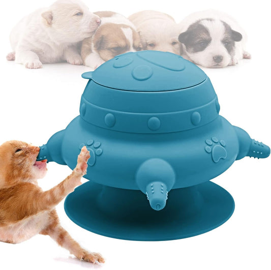 Puppy Feeder for Multiple Puppies, 4 Teats Puppy Milk Feeder Puppy Nipple Feeder Silicone Puppy Nursing Station, 240ml Puppy Nursing Bottles for Kittens, Puppies, Rabbits (One Size, Blue)