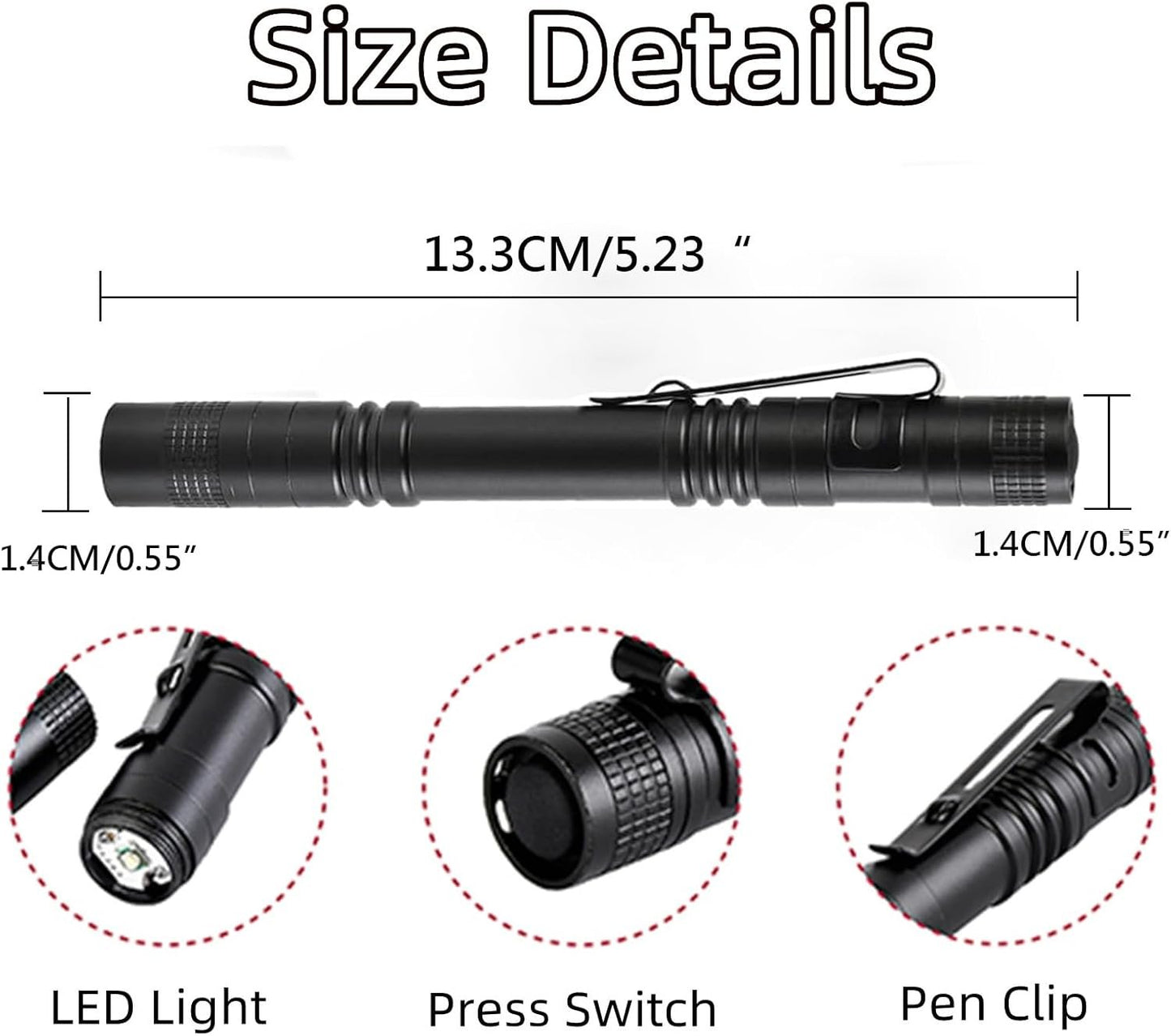 MODOAO Pen Flashlight Portable Flashlight with Metal Clip Tactical Penlight Flashlight (10 Pack)