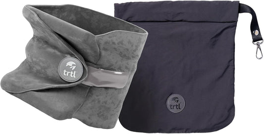trtl Travel and Airplane Pillow - Real Sleeping Experience on Long Flights - Neck and Shoulder Support - Super-Soft, Lightweight, Easy-to-Carry - Machine-Washable Flight Pillow - Grey