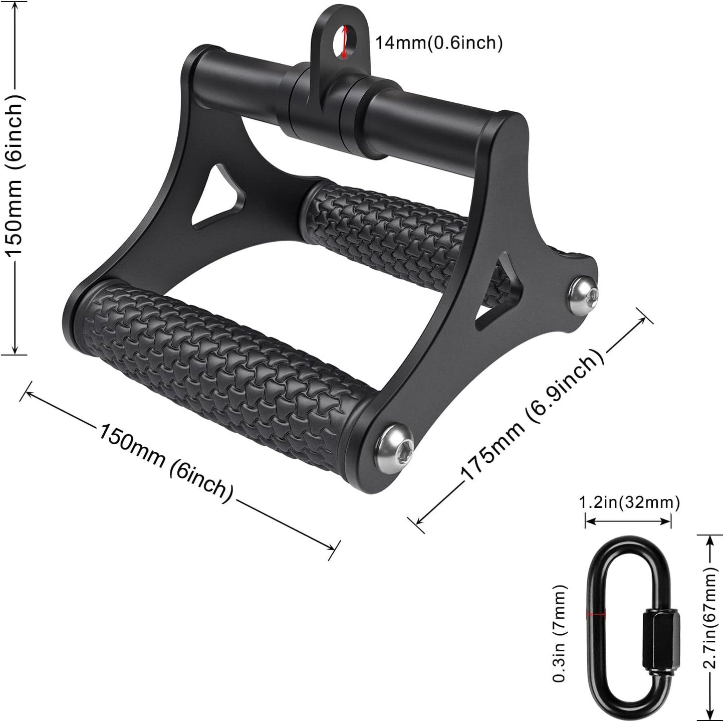 Kipika D Handle Cable Attachment, Heavy Duty Double D Handle, Cable Machine Handles, Heavy Duty D-Handle with Non-Slip Comfort Soft Grip, Gym Handles for Cables, V Bar Cable Attachment