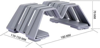 Psitek Adjustable Dual Vertical Laptop Stand - Supports 2 Devices Holder, Fit for All Laptops(10-30mm Thickness) - Fashion Design, Adjustable Width, Anti-Slip & Scratch-Resistant, Patented Design