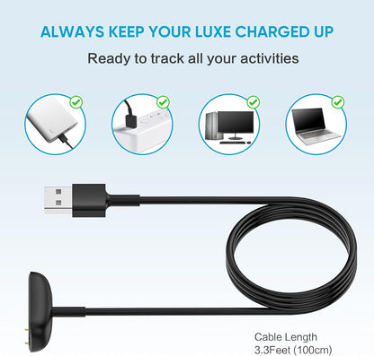 [2-Pack] Charger Cable for Fitbit Luxe, for Fitbit Luxe Charger Fitness Tracker, Replacement Charging Cable Cord Accessory for for Fitbit Luxe and Special Edition (3.3 ft)