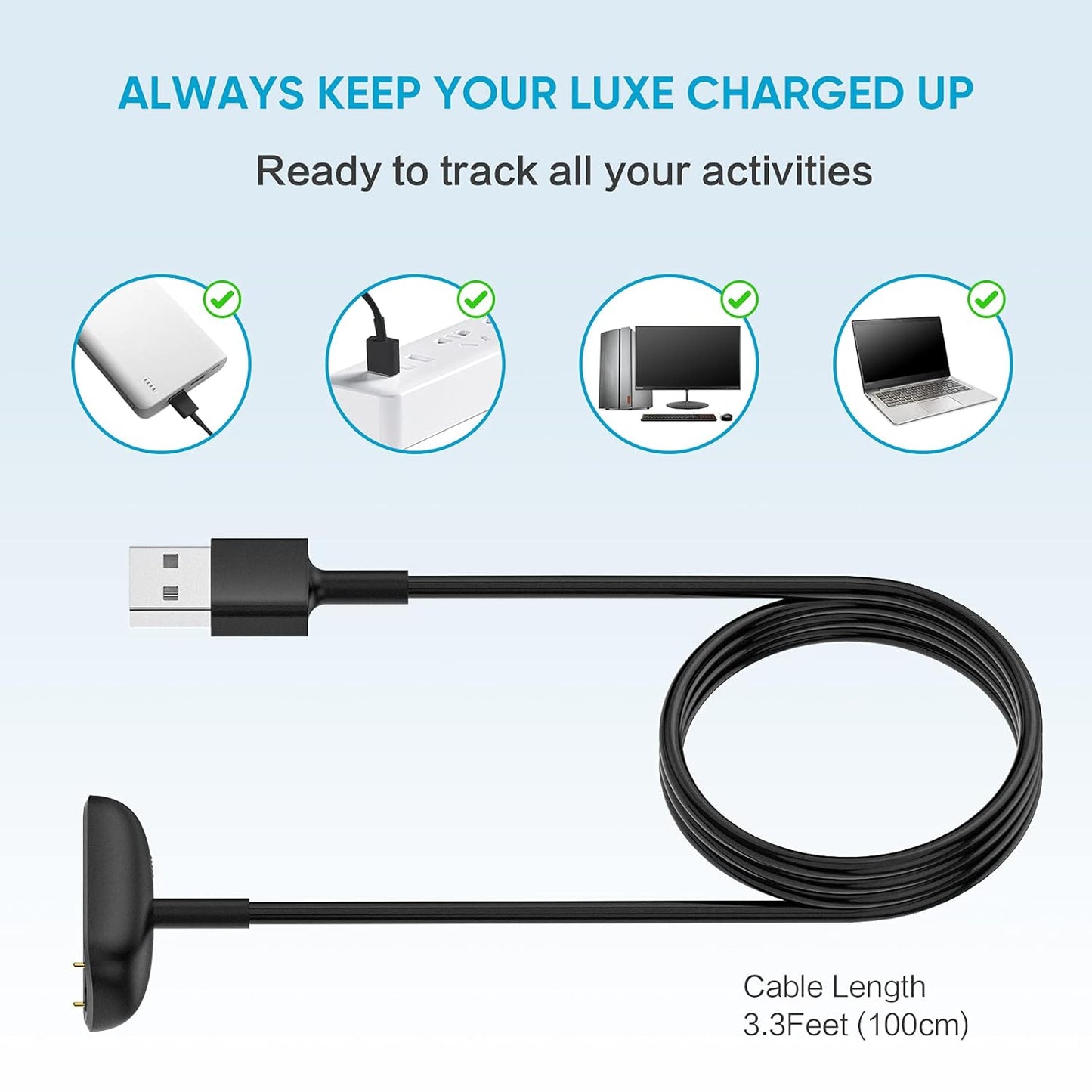 [3.3 ft] Charger Cable for Fitbit Luxe/Charge 5, for Fitbit Luxe/Charge 5 Fitness Tracker, Replacement Charging Cable Cord Accessory for for Fitbit Luxe and Charge 5 (1-Pack)