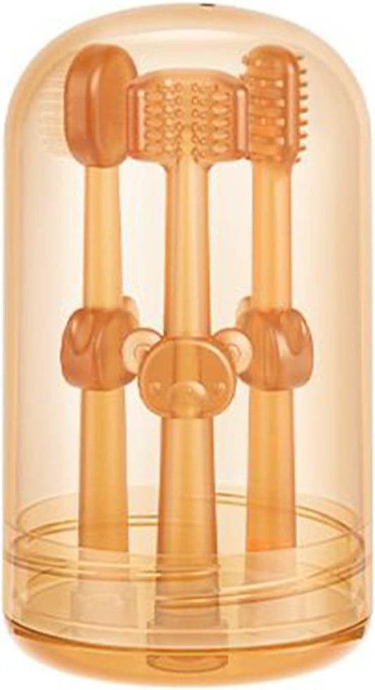 Dog Toothbrush, Soft Bristle Pet Oral Care Set, Compact Pet Teeth Cleaning Tool, 3.74 x 2.17 x 2.17 inches Portable Puppies Toothbrush Gentle Hygiene for Small Breeds