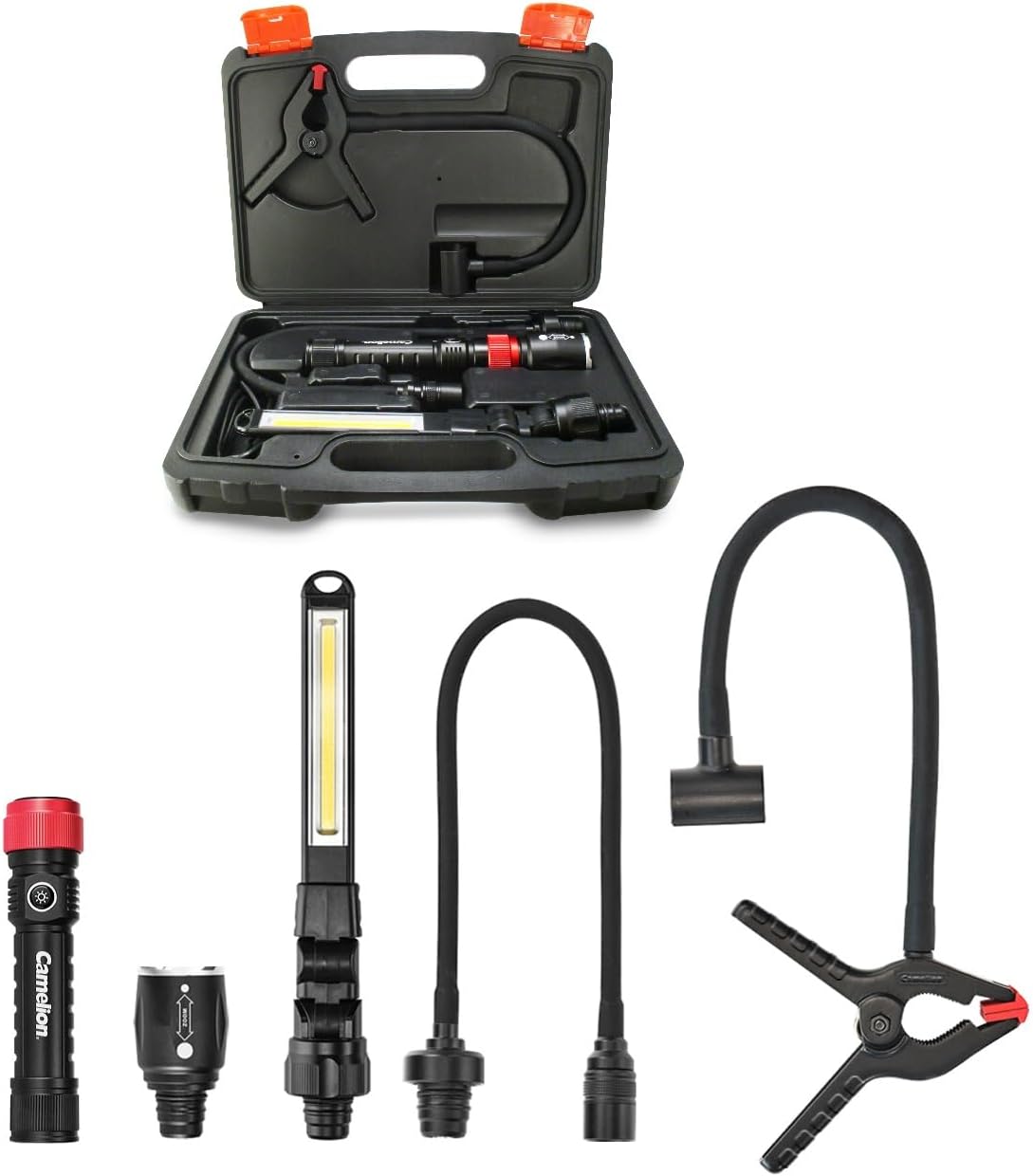 Camelion 3-in-1 LED Flashlight Kit - Rechargeable Flashlight, Work Light, and Flexible Light. Interchangeable Heads, 600 lm, 5 Light Modes, Magnetic Base, Waterproof, for Home, Outdoor, and Emergency