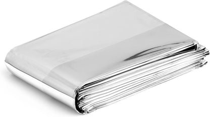 Medbec Emergency Foil Mylar Thermal Blanket, 52" Length x 84" Width, Silver (Pack of 12)