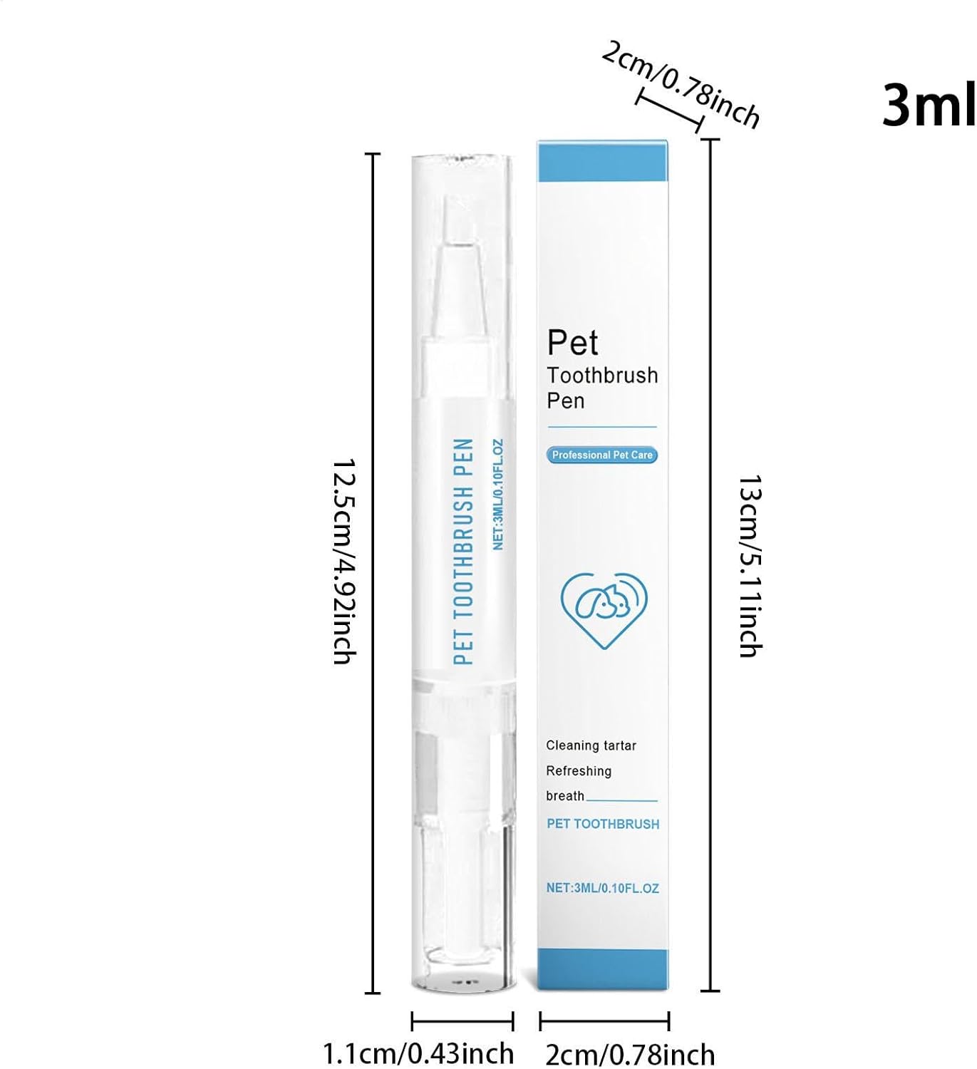 Pet Toothbrush Pen, Gentle Oral Care Tool, Ergonomic Dog & Cat Toothbrush, Soft Bristles on Sensitive Teeth, Compact Design, Ideal for Home or Travel, Perfect for Dogs, Puppies, and Cats