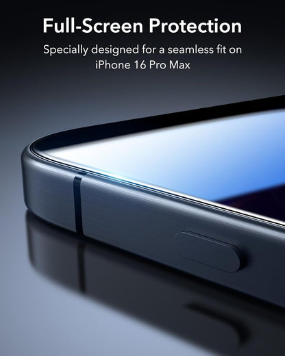 ESR 3 Pack 9H+ Glass for iPhone 16 Pro Max Privacy Screen Protector, [Military Grade Shatterproof & Longest Durable] Anti-spy Tempered Glass with Updated Easy Installation Tool