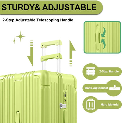 Krute Luggage Sets 2 Piece Suitcase PC+ABS Hardside Spinner Wheels TSA Lock Carry On Luggage 20+28 Inch (AppleGreen)