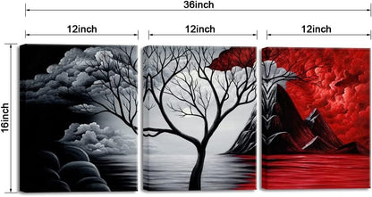 Wieco Art - The Cloud Tree 3 Piece Modern Giclee Canvas Prints Artwork Abstract Seascape Paintings Reproduction Sea Beach Pictures on Canvas Wall Art for Living room Bedroom Home Decorations