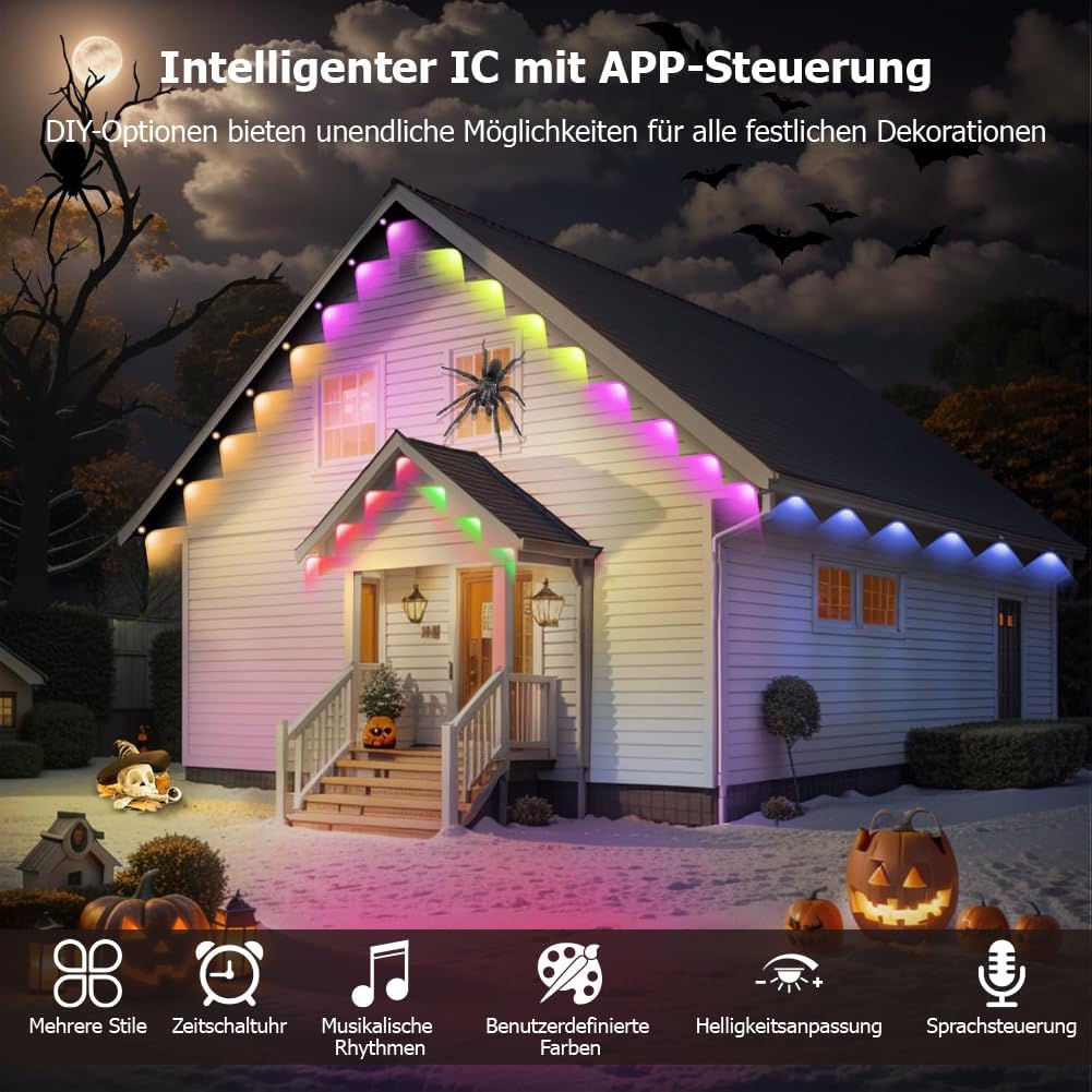 Solar Lights Permanent Outdoor Smart RGB Plus IC Outdoor Lighting, Work with Alexa (15m)